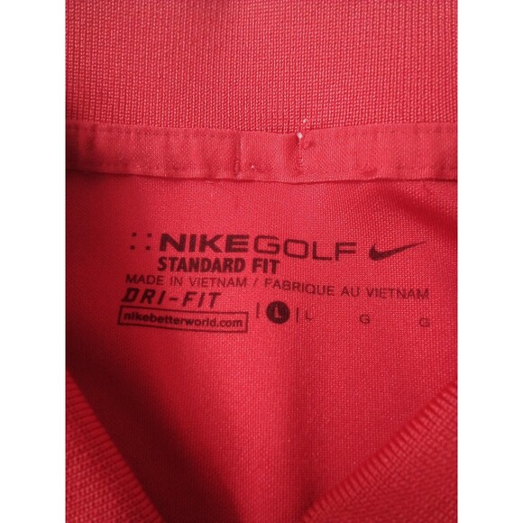 Men's Nike Red Standard Fit Size Large Dri-Fit Short Sleeve Polo - Picture 7 of 10